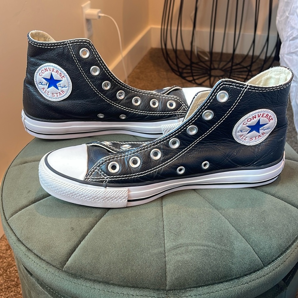 Black Leather High-Top Converse